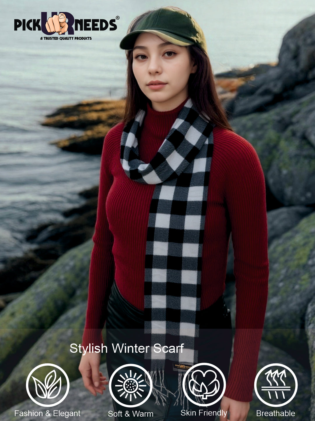 Pick Ur Needs Pure Cashmere Womens Winter Stylish Muffler Warm, Soft and Trendy Scarves for Cold W